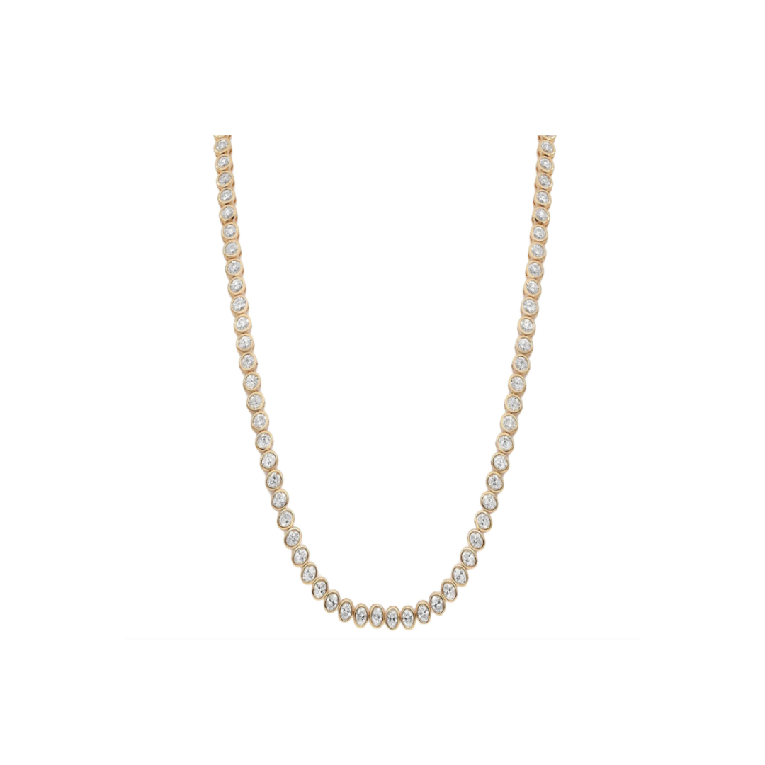 Bezel Diamond Half Tennis Necklace