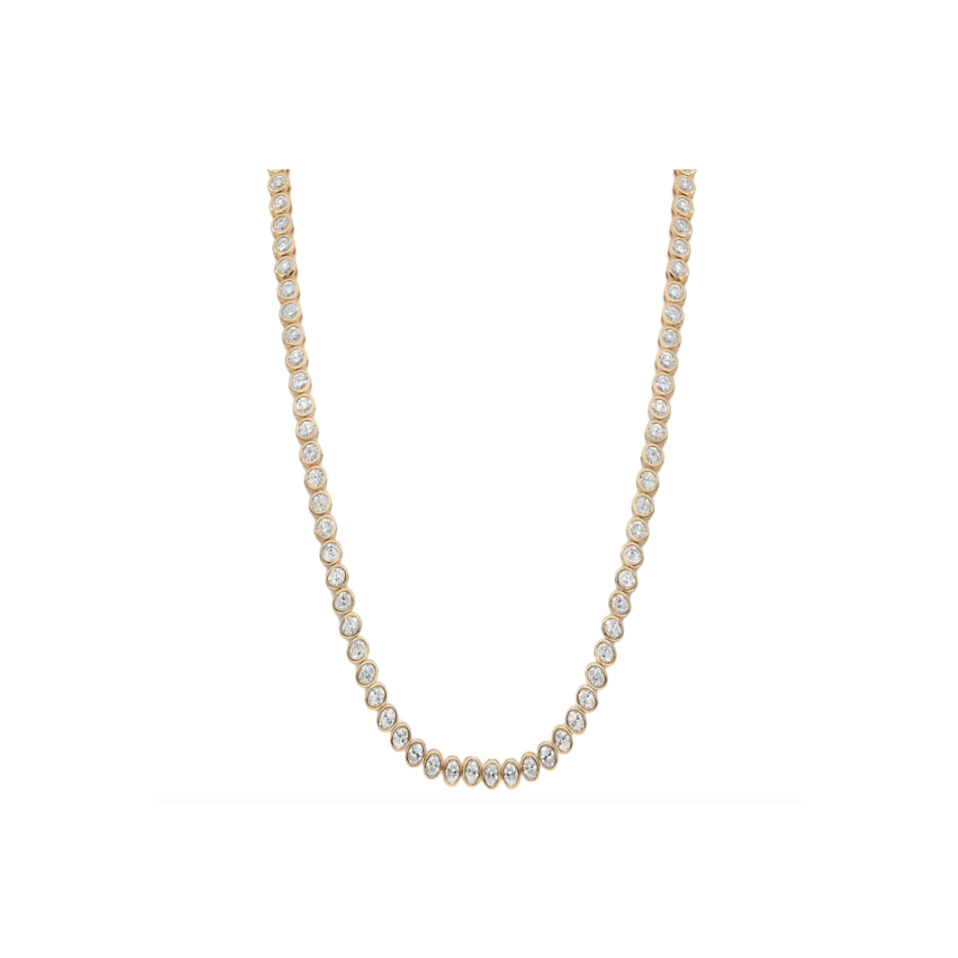 Bezel Diamond Oval Half Tennis Necklace