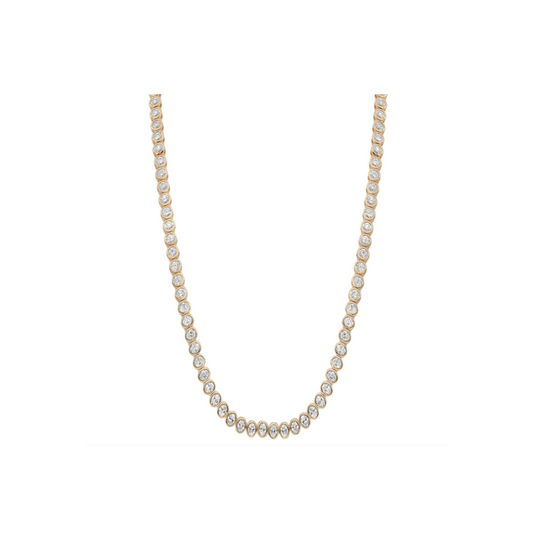Bezel Diamond Half Tennis Necklace