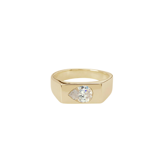 Pear Cut Diamond Signet Ring