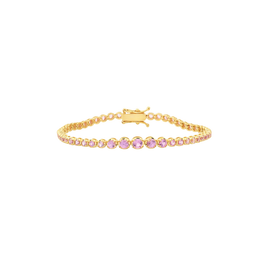 Graduated Bezel Pink Sapphire Tennis Bracelet