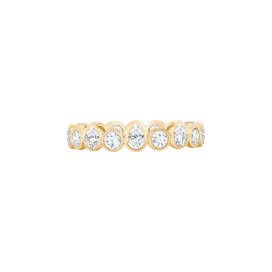 Pear and Round Diamond Bezel Eternity Band