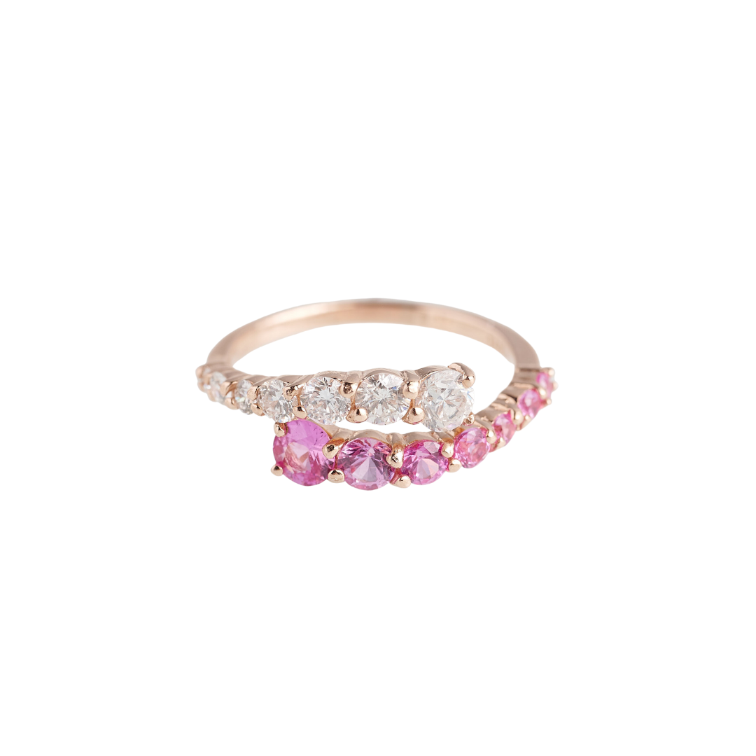 Pippa Graduated Pink Sapphire & Diamond Ring