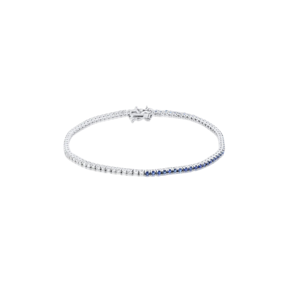Blue Sapphire and Diamond Tennis Bracelet Henri No l