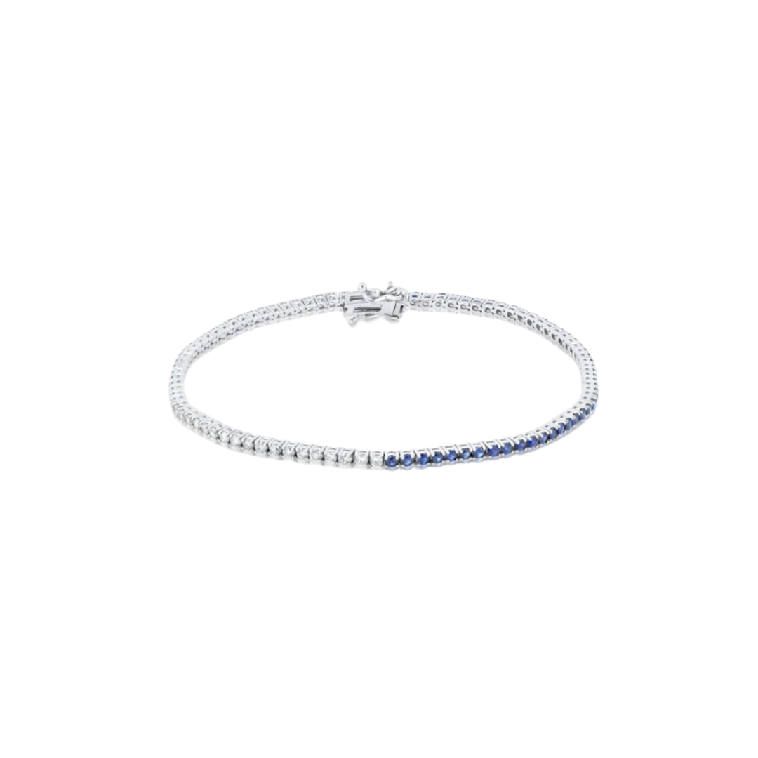 Blue Sapphire and Diamond Tennis Bracelet