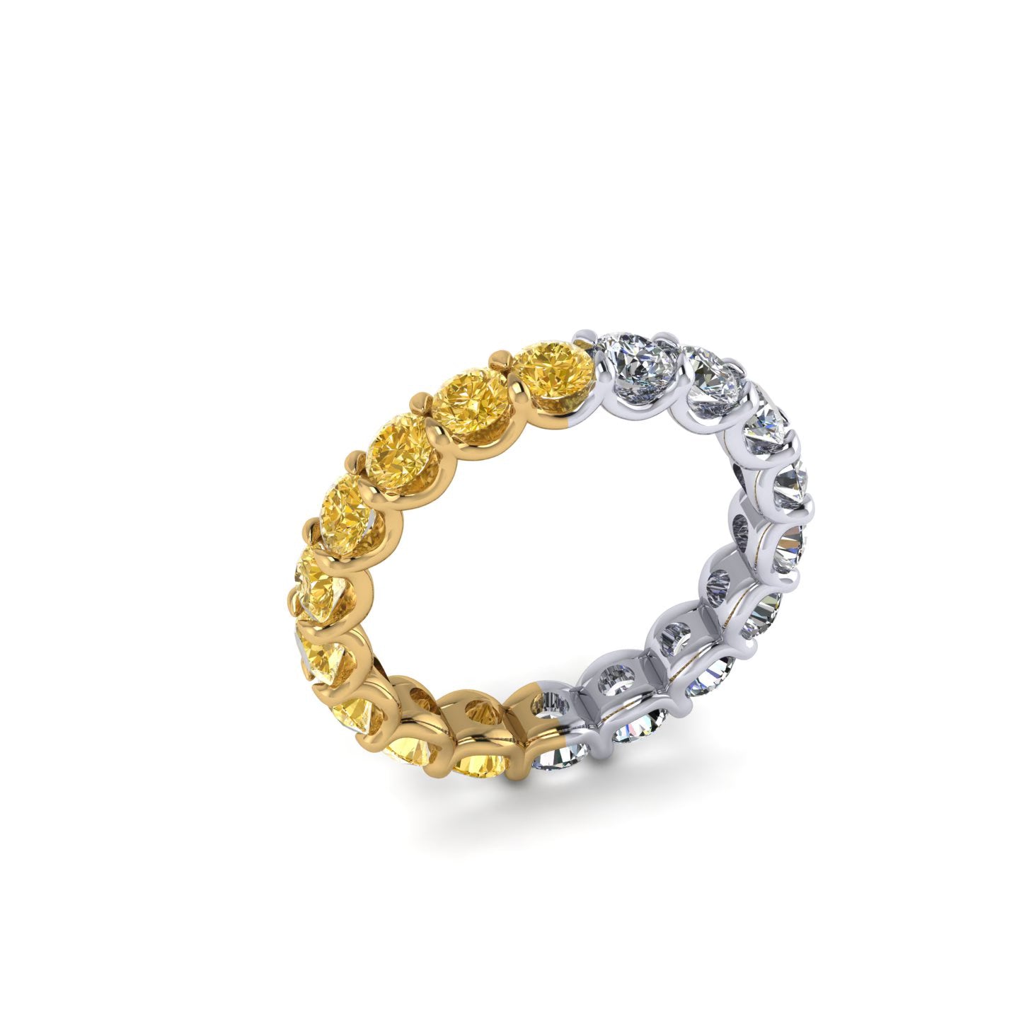 Half Diamond Half Fancy Yellow Diamond Eternity Band