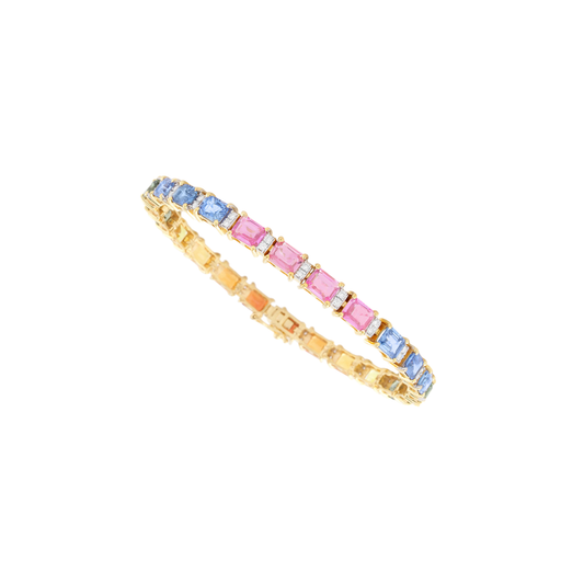 Rainbow Sapphire and Diamond Tennis Bracelet