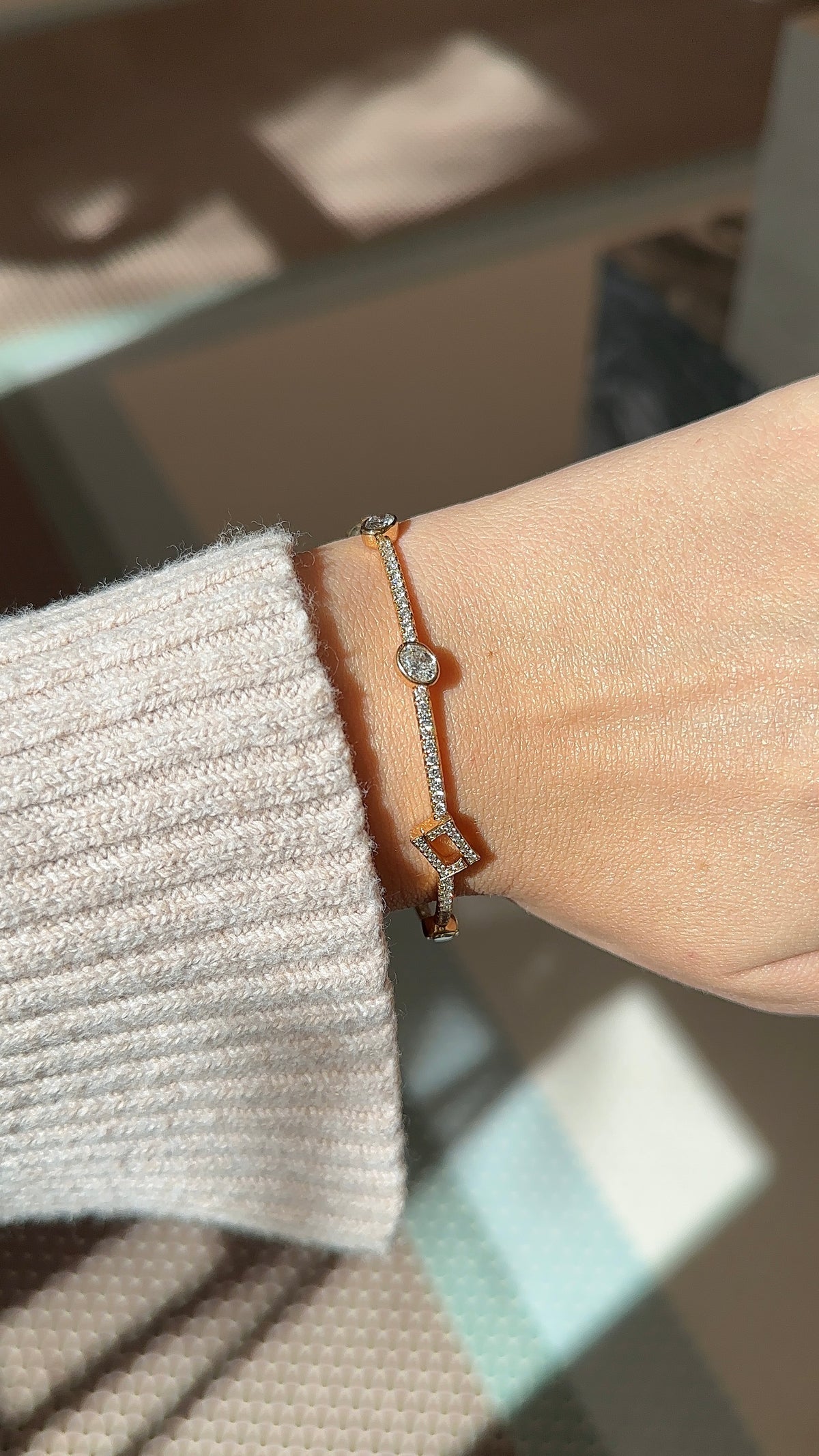 Rose Gold Bezel Oval Diamond Bangle – Henri Noël