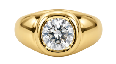 Round Diamond Bezel Signet Ring – Henri Noël