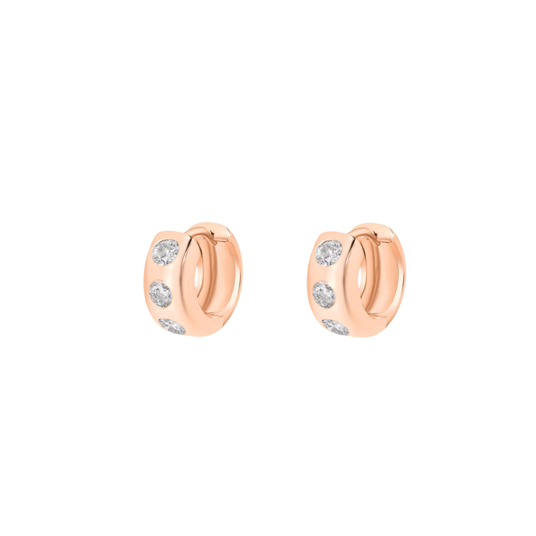 Round Diamond Flush Set Huggies – Henri Noël