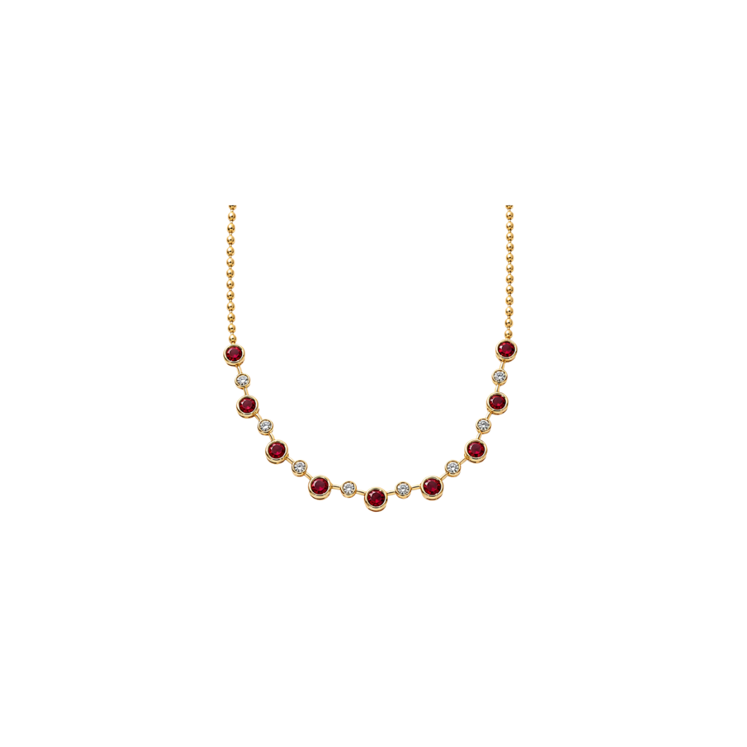 Ruby and Diamond Bezel Necklace
