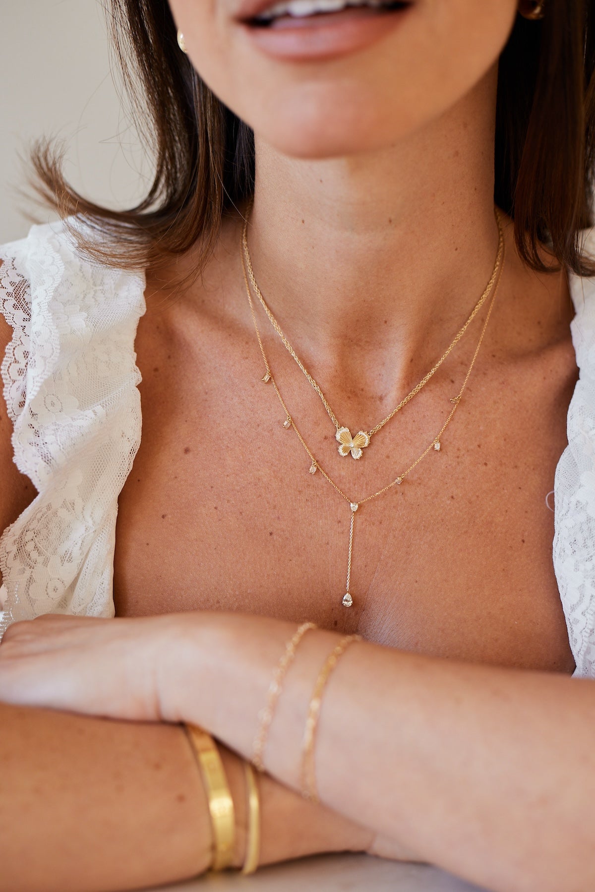 Diamond Fluted Butterfly Necklace
