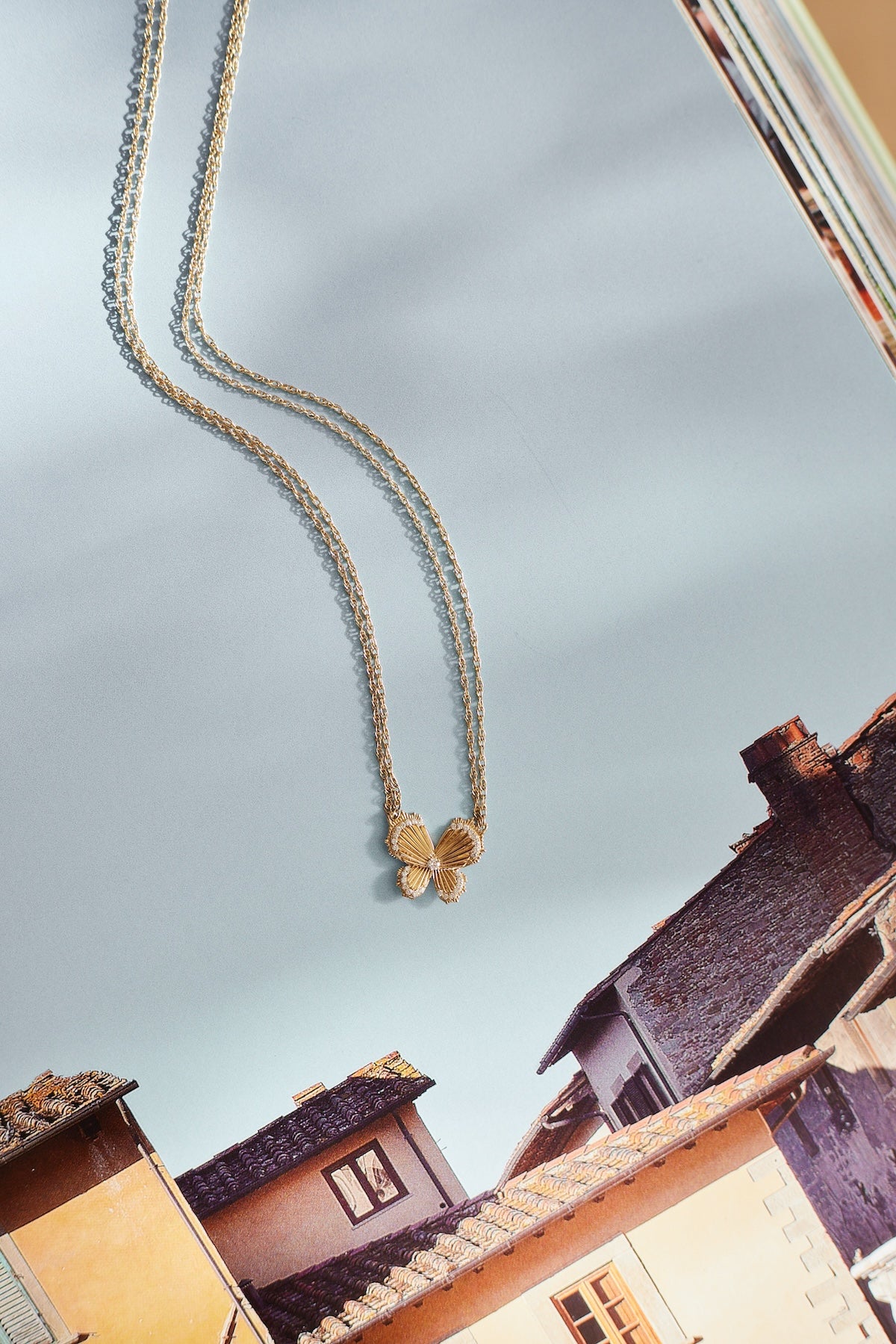 Diamond Fluted Butterfly Necklace