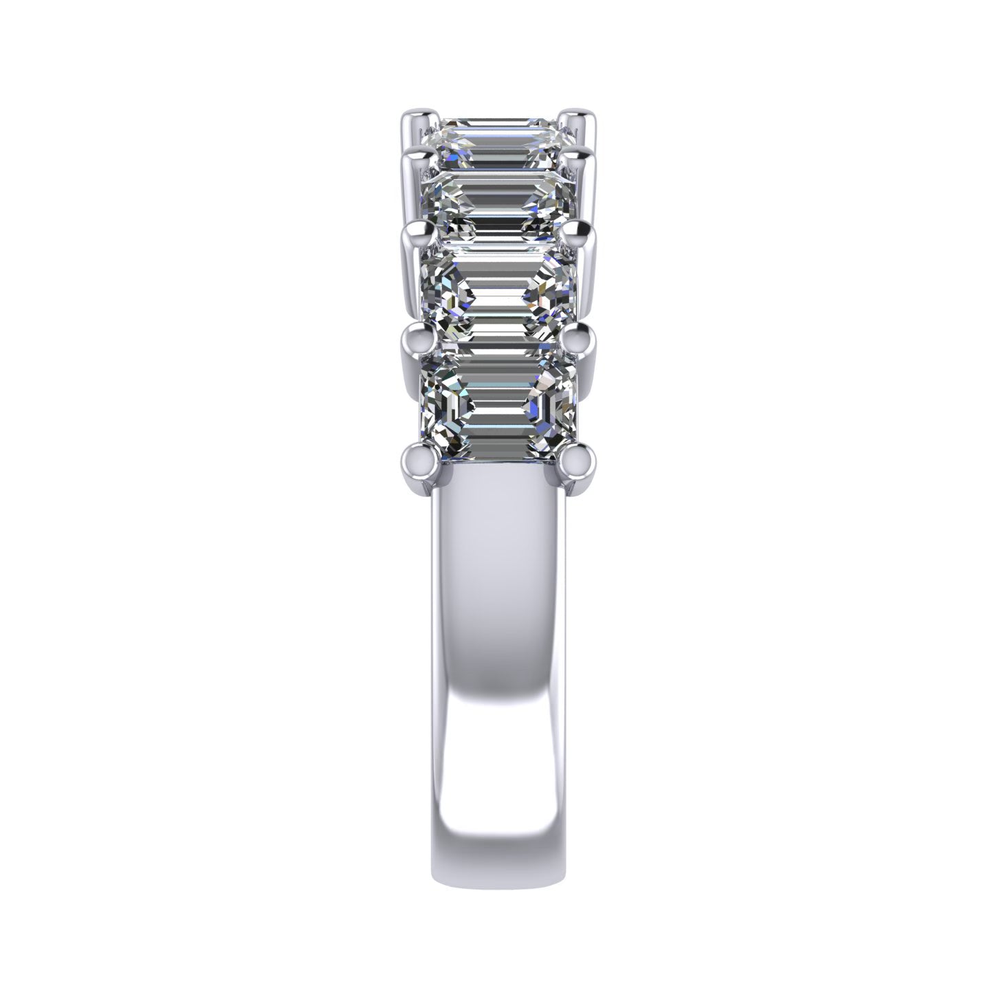 Half Emerald Cut Diamond Band