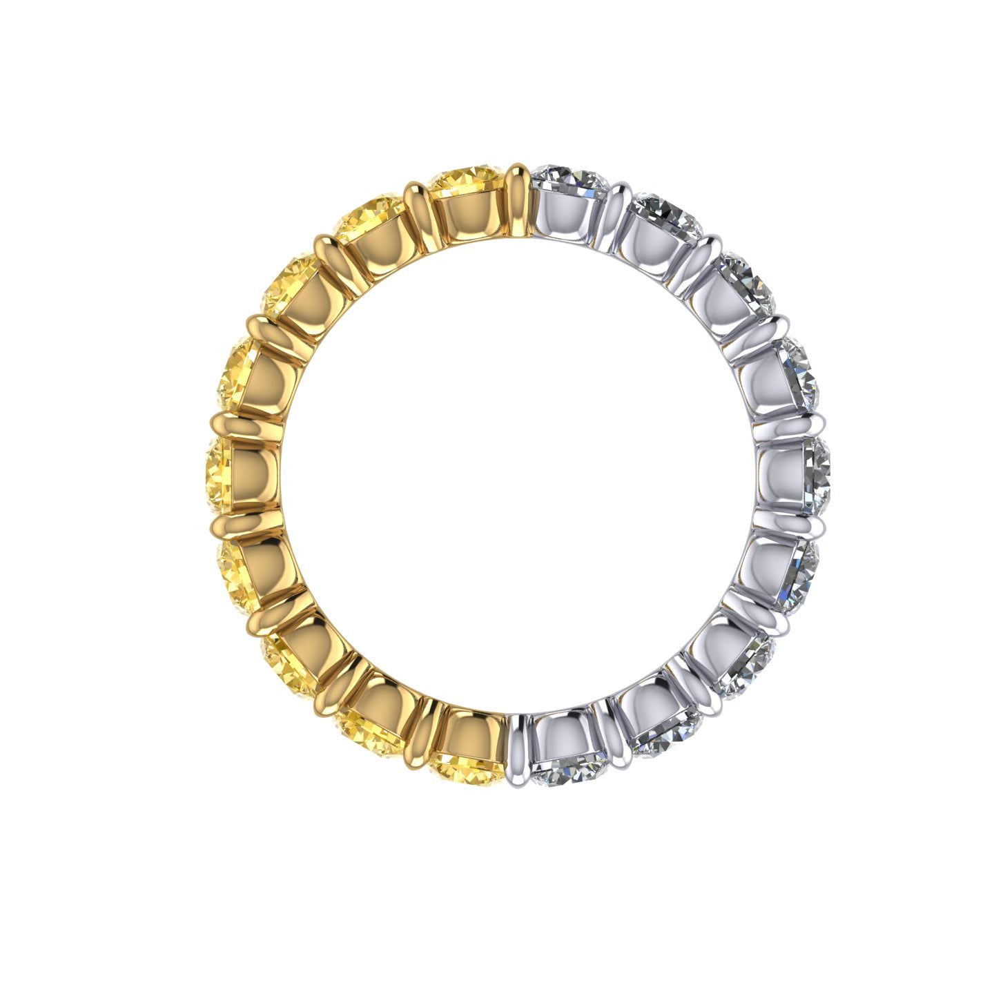 Half Diamond Half Fancy Yellow Diamond Eternity Band