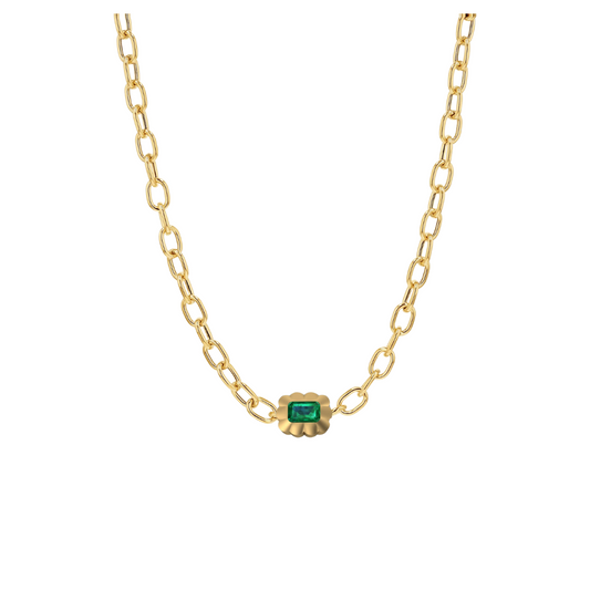 Scalloped Bezel Emerald Pendant Necklace – Henri Noël