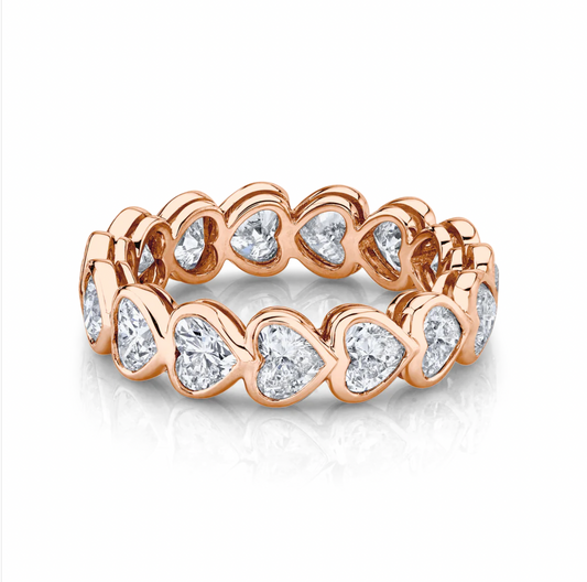 Heart Diamond Bezel Eternity Band