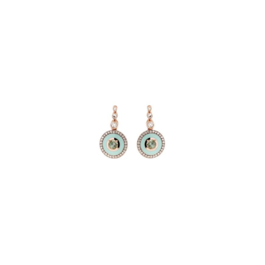 Selim Mouzannar - Mint Green Enamel Earrings with Diamonds & Green Tourmalines