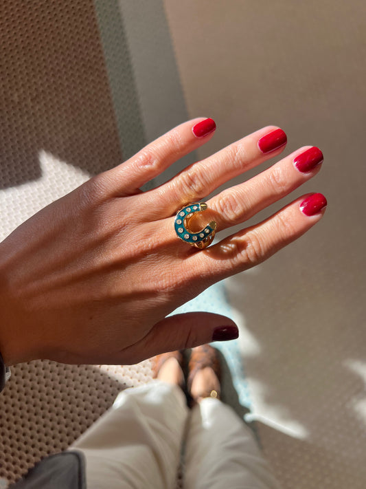 Selim Mouzannar - Petrol Horseshoe Ring – Henri Noël