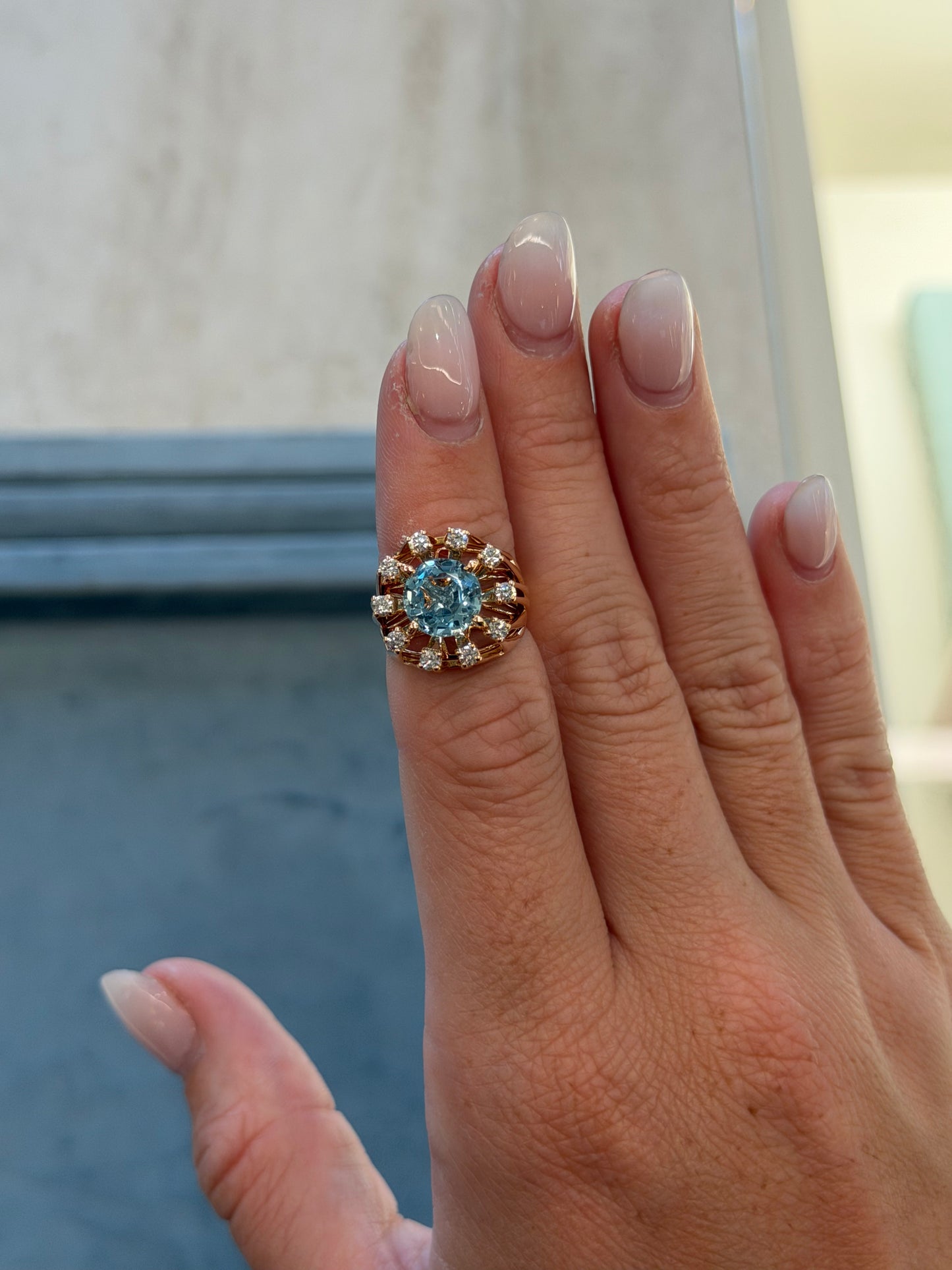 Selim Mouzannar - Unique Pinky Ring Aquamarine & Diamonds