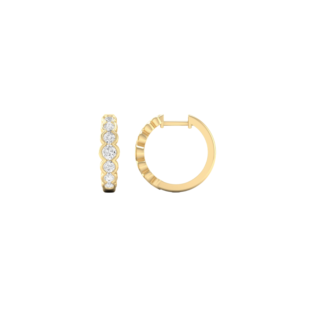 Shared Bezel Diamond Mini Hoops – Henri Noël