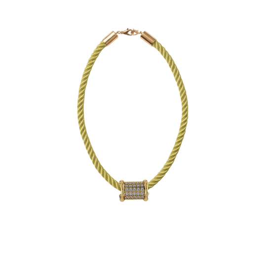 Large Bamboo Diamond Barrel Necklace
