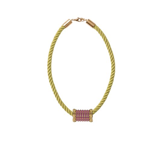Large Bamboo Pink Sapphire Barrel Necklace