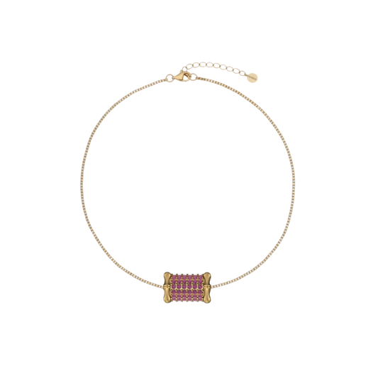 Large Bamboo Pink Sapphire Barrel Necklace
