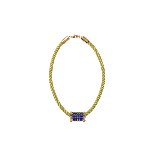 Large Bamboo Blue Sapphire Barrel Necklace