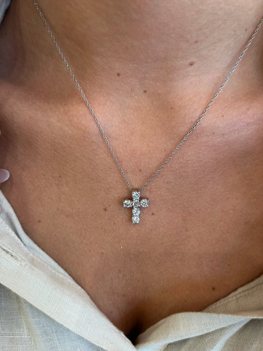 Small Diamond Cross Necklace – Henri Noël