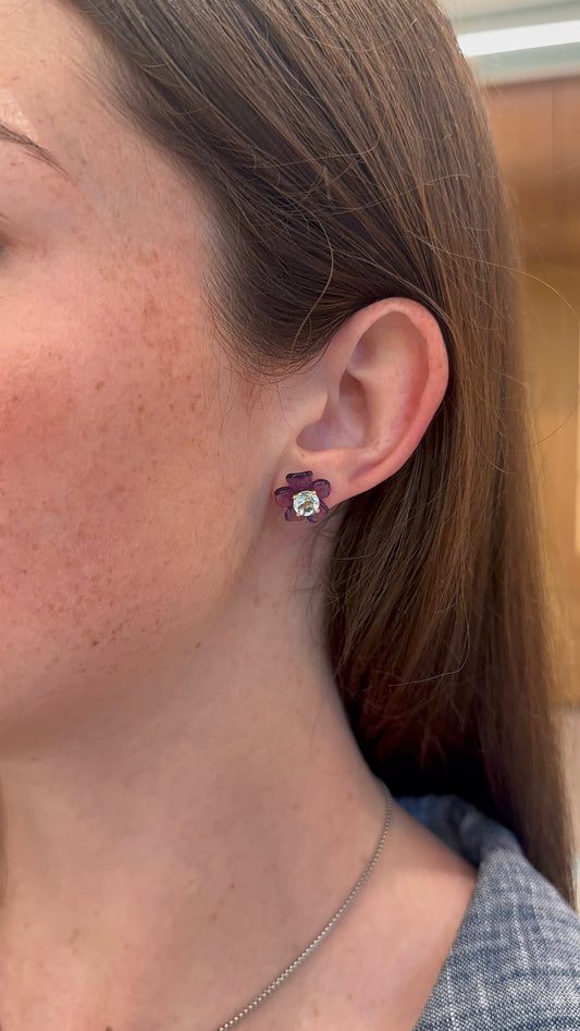 Sophie Joanne-Island Flower Studs Amethyst Aquamarine