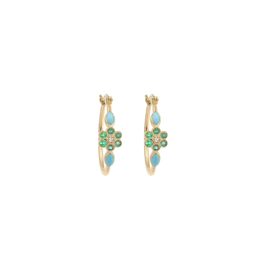 Sophie d'Agon- Miniflower Earrings 3 Turquoise – Henri Noël