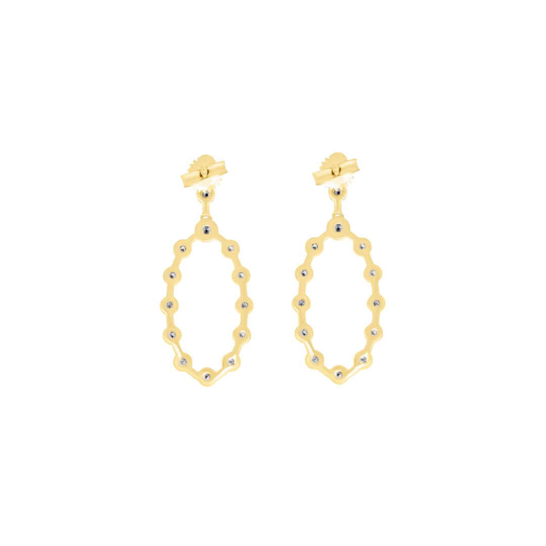Spaced Round Bezel Diamond Drop Circle Earrings