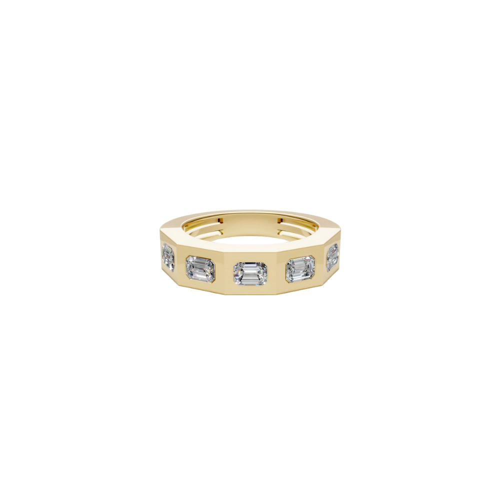 Squared Bezel Emerald-Cut Diamond Ring – Henri Noël