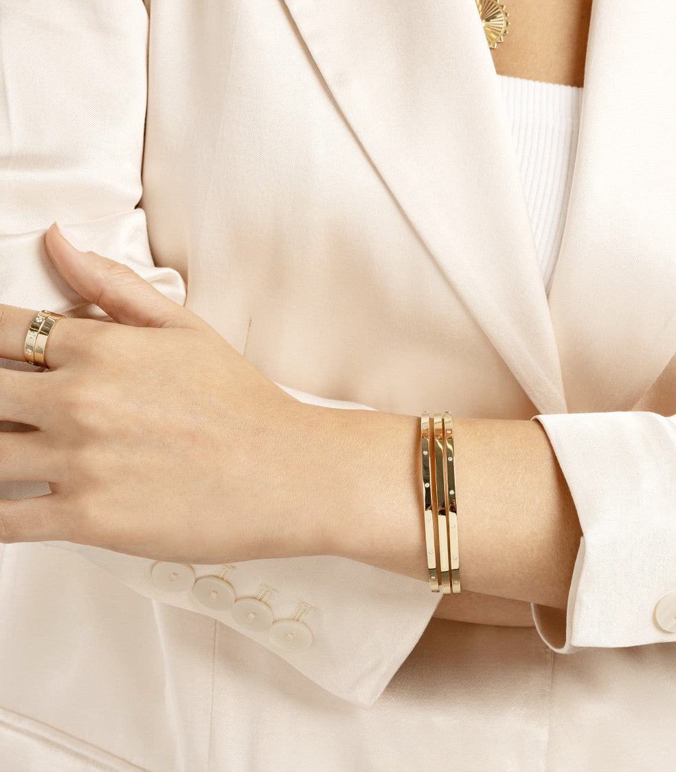 14K Flush Set Diamond Bangle