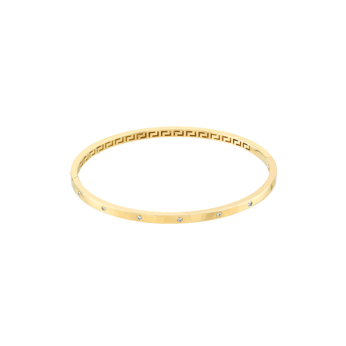 14K Flush Set Diamond Bangle