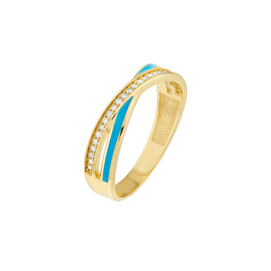 Diamond X Enamel Ring