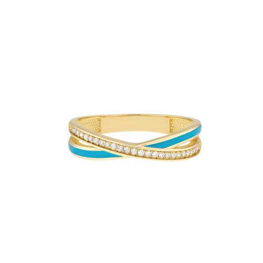 Diamond X Enamel Ring
