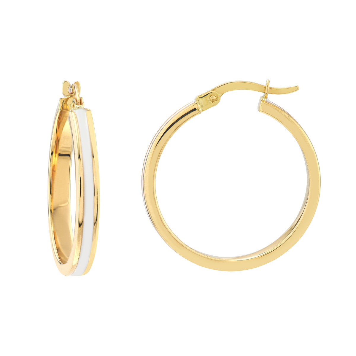 White Enamel & Gold Hoops