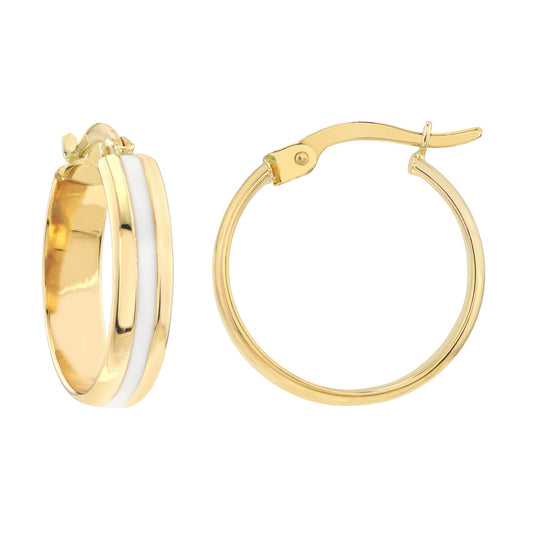 White Enamel & Gold Hoops