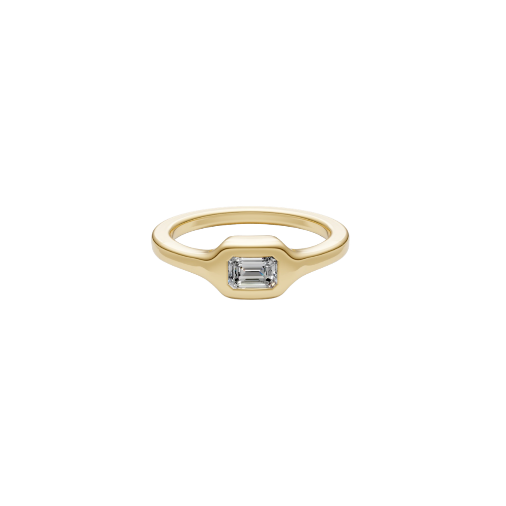 Thick Bezel Emerald-Cut Diamond Ring