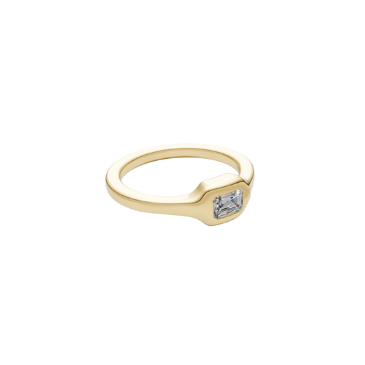 Thick Bezel Emerald-Cut Diamond Ring – Henri Noël