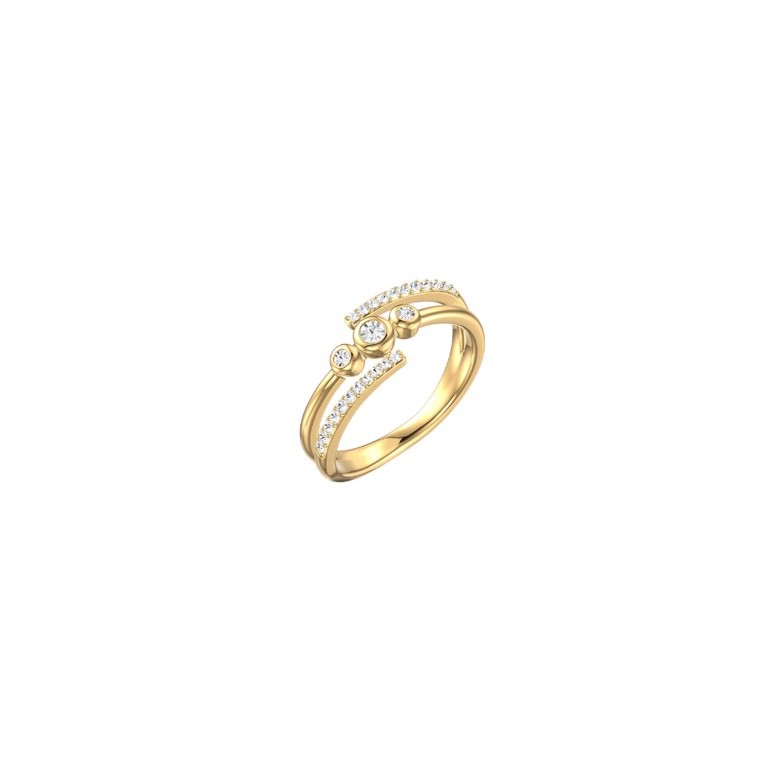 Three Diamond Crossover Ring