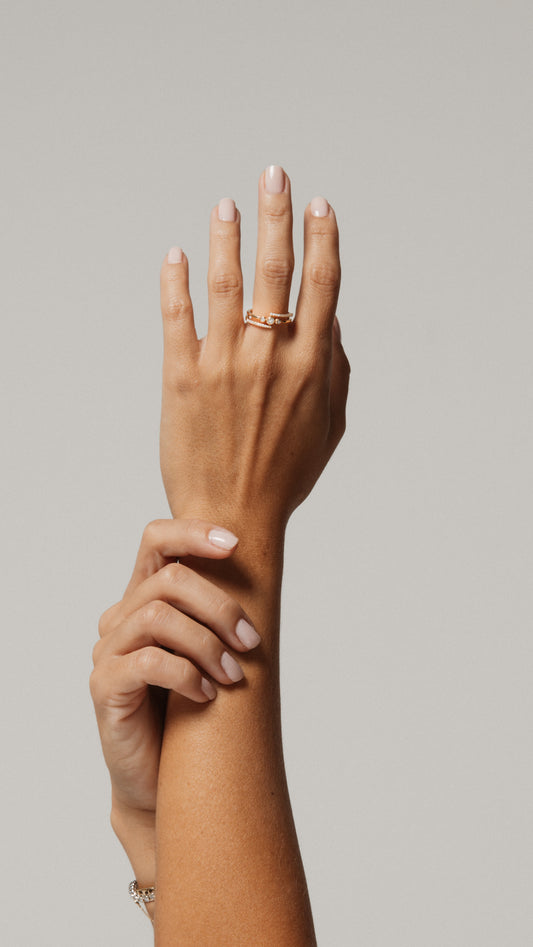 Three Diamond Crossover Ring