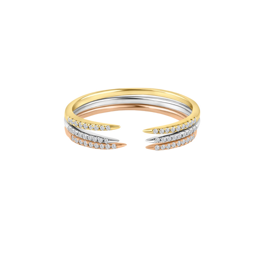 Tri-Color Diamond Cuff Ring – Henri Noël
