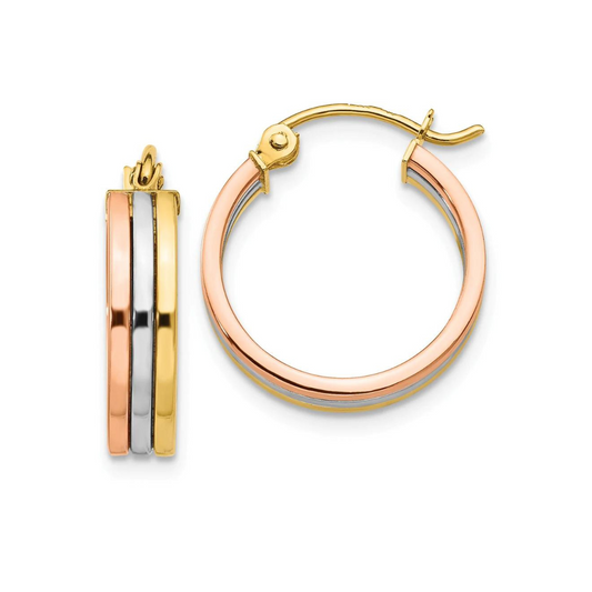 Tri Color Gold Hoops – Henri Noël