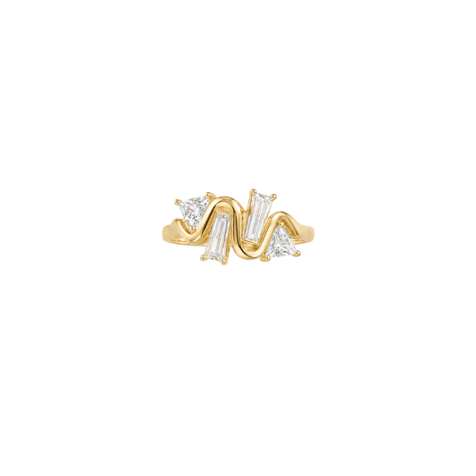 Trillion & Baguette Cut Diamond Wave Ring – Henri Noël