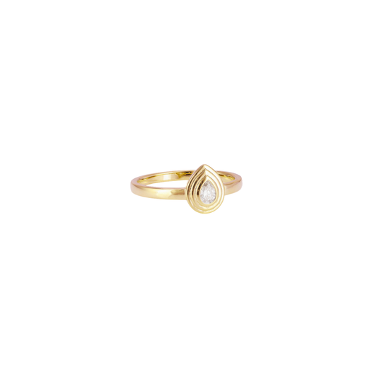 Triple Bezel Pear-Cut Diamond Ring – Henri Noël