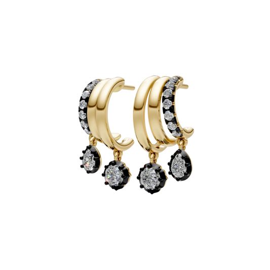 Triple Half Huggie with Black Rhodium Diamond Drop – Henri Noël