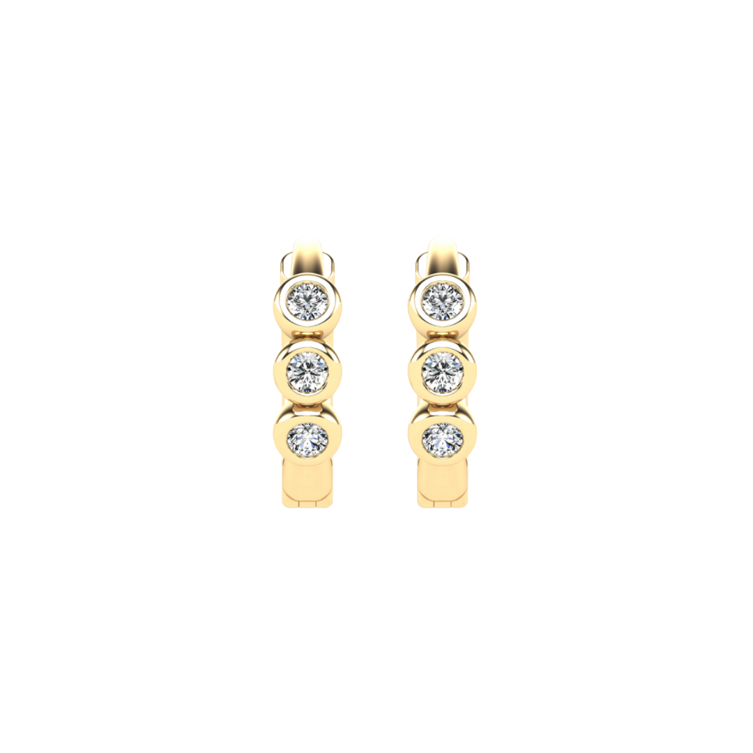 Triple Round Bezel Diamond Huggies – Henri Noël